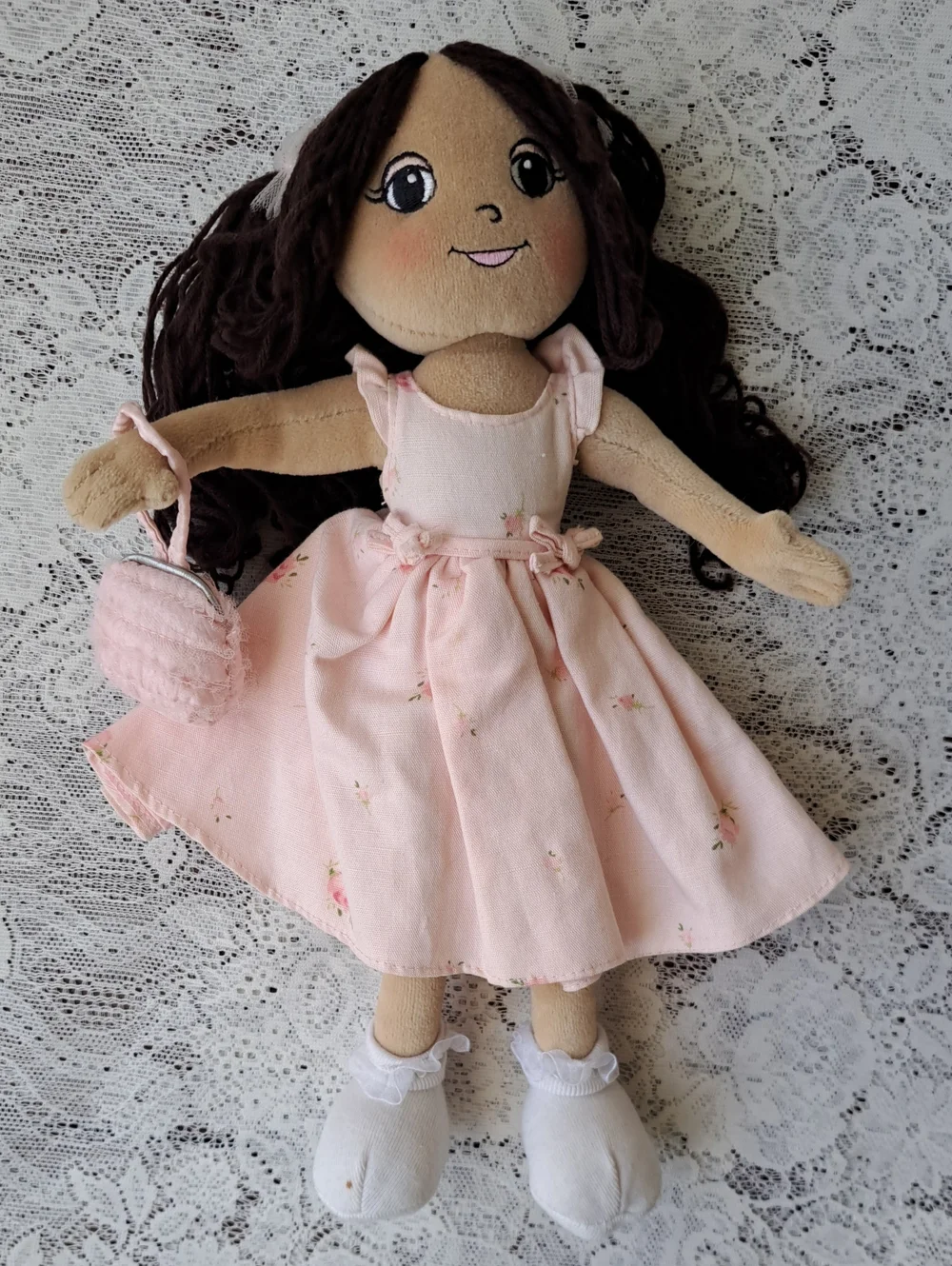 Vintage 2001 Gymboree Gymbelle Retired Tea Party Plush Doll w/ Pink Dress Purse